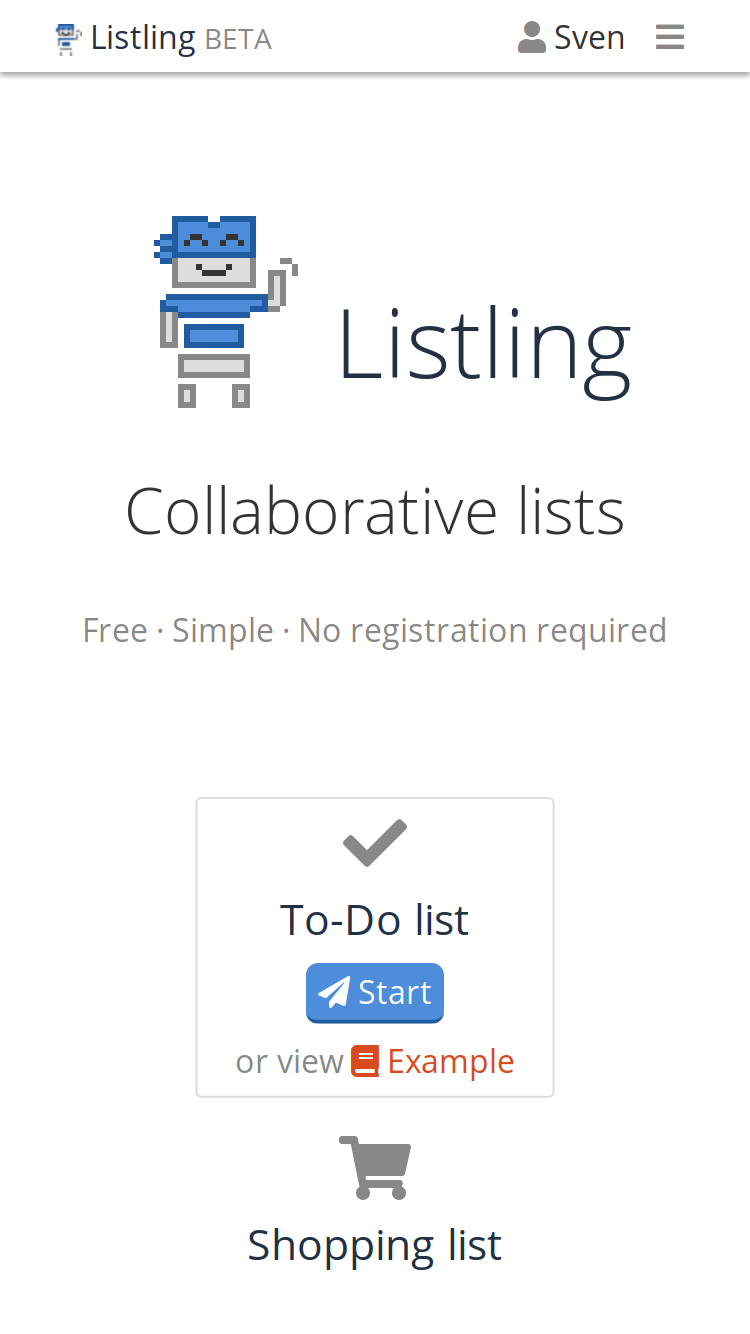 Screenshot of Listling's introduction page