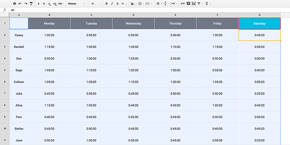 Google Sheets screenshot